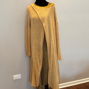Chic Asymmetrical Gold Long Sleeve Dress